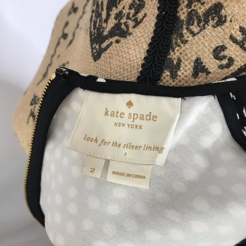 KATE SPADE Black & White Spot Ponte Dress 2 Fit & Flare Preppy Cute